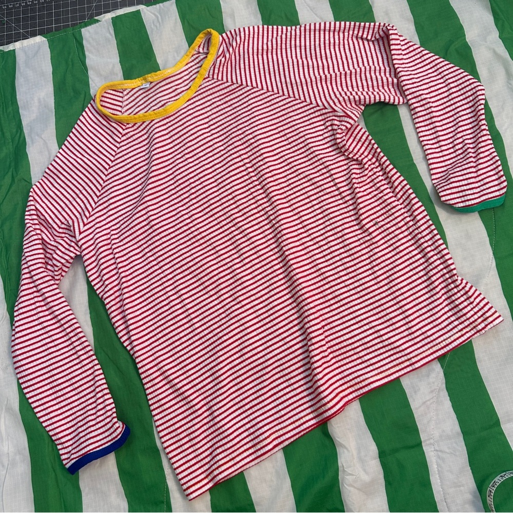 HANDMADE raglan ribbed knit colorblock top